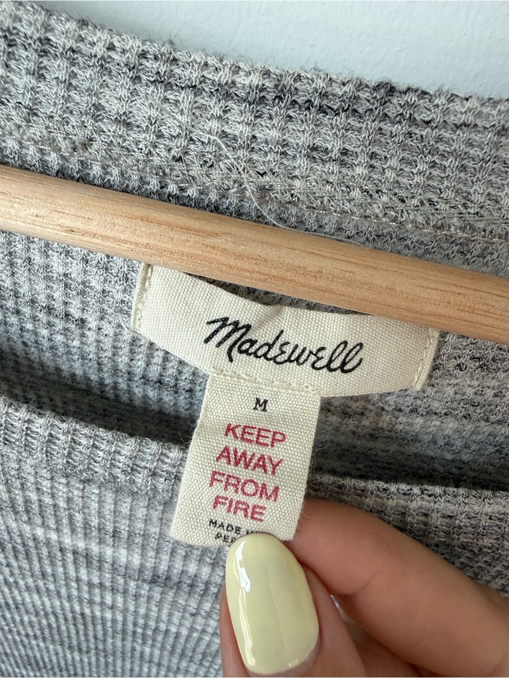 Madewell Gray Marled Knit Pocket Waffle Knit Top | M - Picture 2 of 4